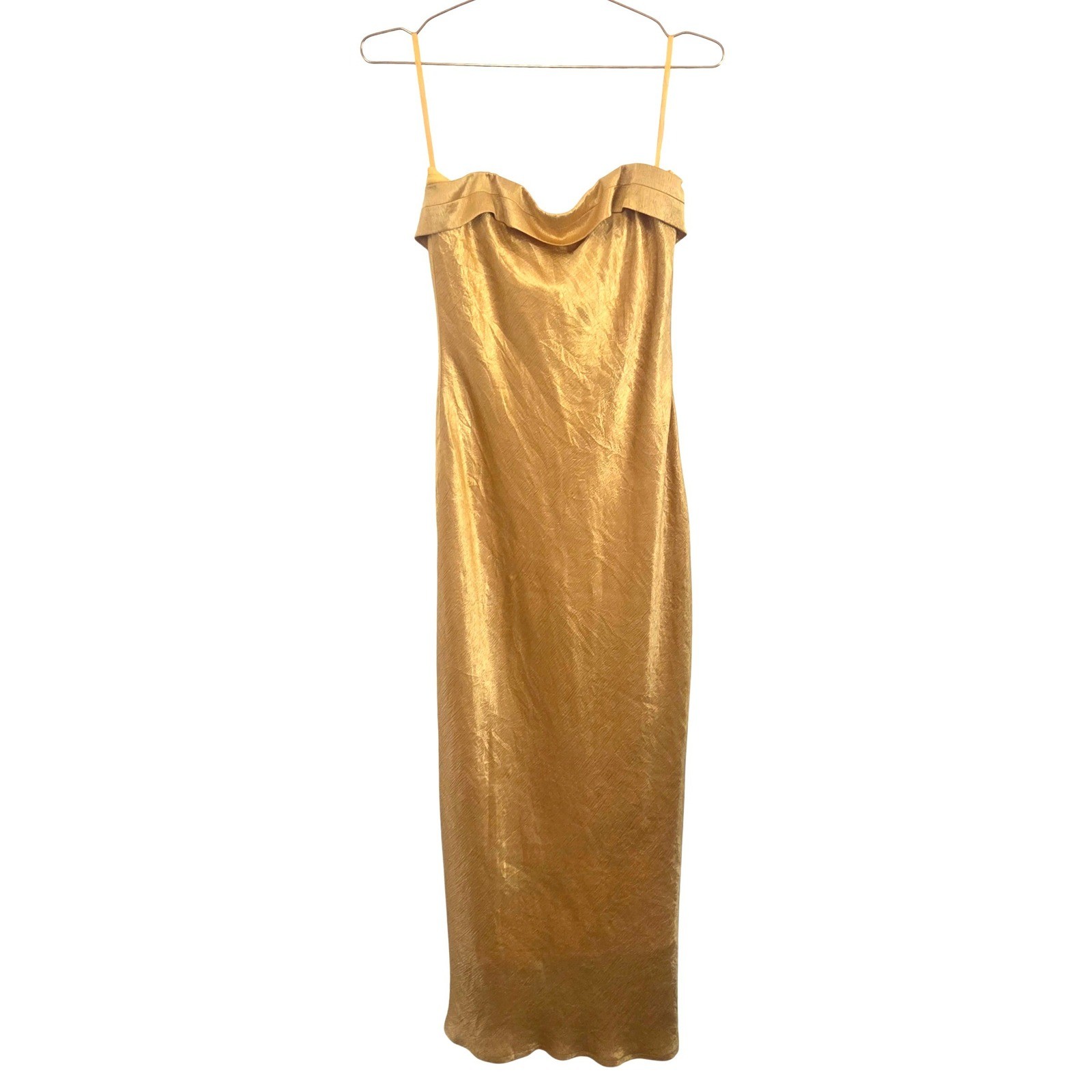 Runaway The Label Leila Slip Dress Marigold Yellow Strapless Midi Size Medium