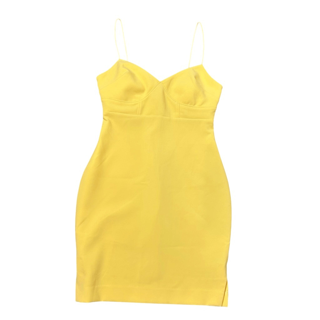 Likely Dress Pale Yellow Sleeveless Lined Side Slit V-Neck Mini Bodycon Sz 0 XS