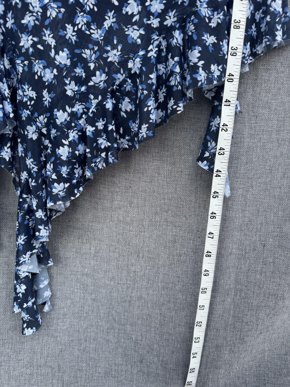 NWT Tinsel Town Blue Floral Coquette Midi Dress L Cottagecore Asymmetrical