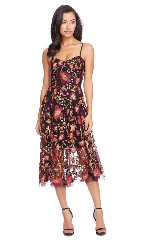 Dress The Population Uma Plumeria Embroidery Dress Size M