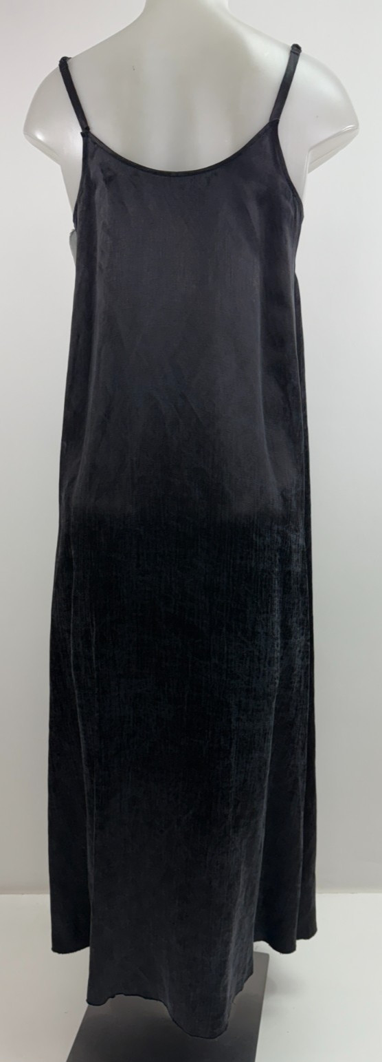 Yang Li Italy Black Silk Cotton Raw Edge Maxi Slip Dress Gown Sz M