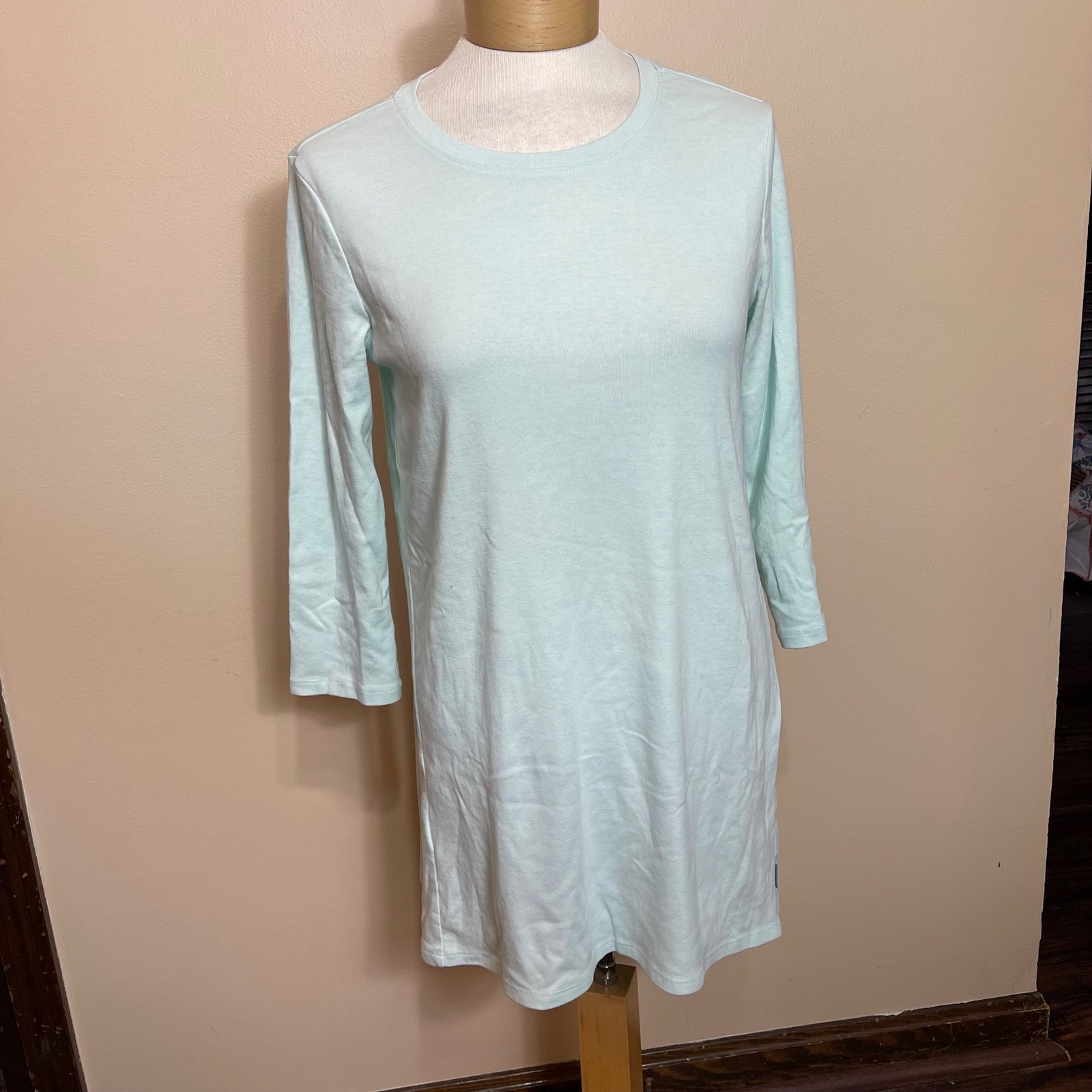 Eddie Bauer Womens Mint Green 3/4 Sleeve Cotton Blend T-Shirt Long Size M