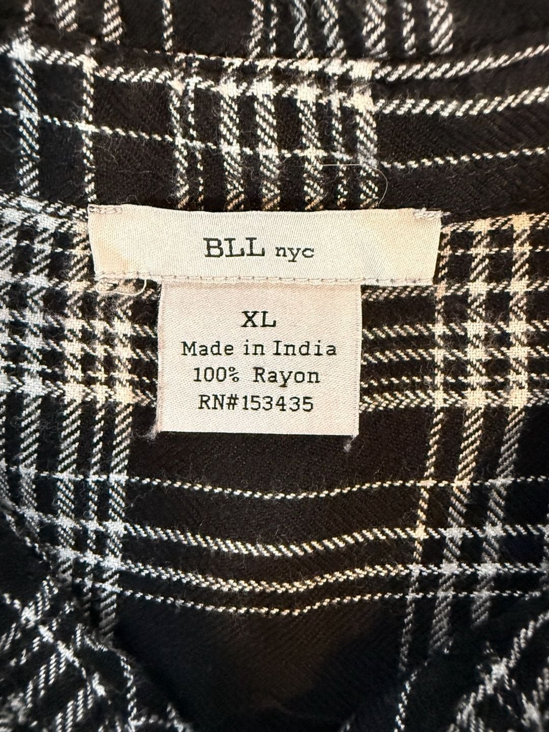 BLL NYC Black and White Plaid Button-Down Roll-Tab Sleeve Shirt Dress