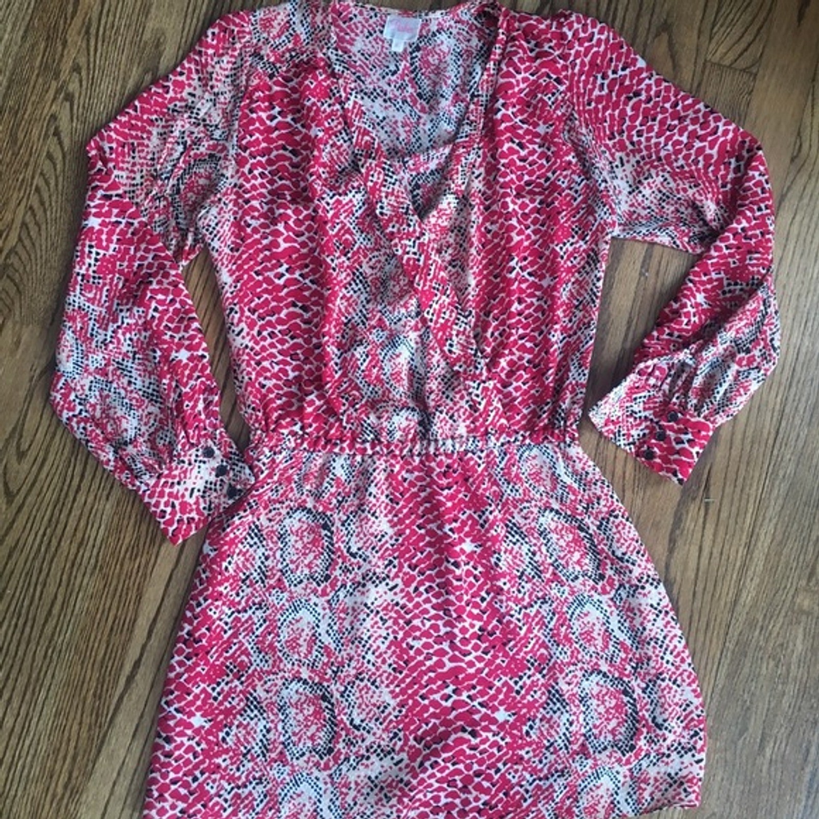 Parker pink snakeskin print dress, size XSmall
