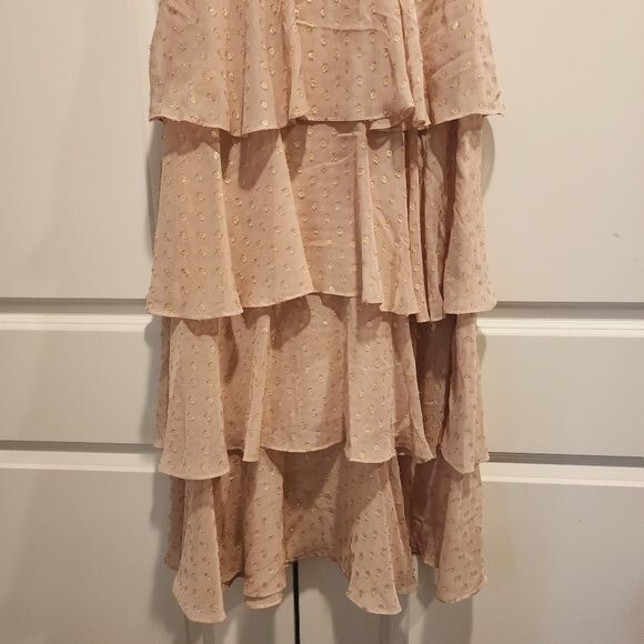 NWOT Yumi Kim – S – Lurex Swiss Dot Bluck Midi Dress pink
