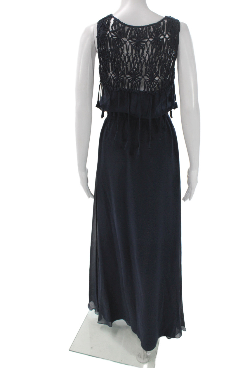 Calypso Saint Barth Womens Dark Blue V-Neck Maxi Blouson Dress Size XS