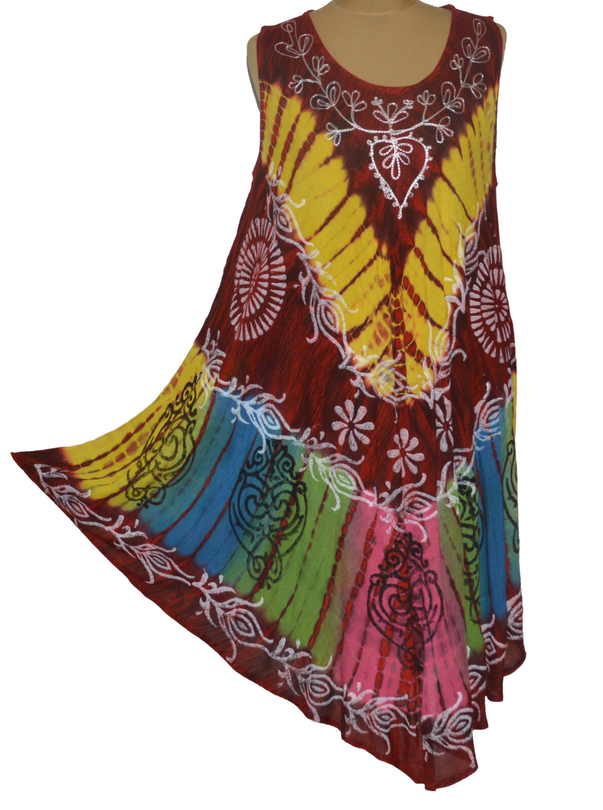 Sommerkleid Tunika Strandkleid Kleid Hippie Boho Batik 38 40 42 44 46 48 N°60.3