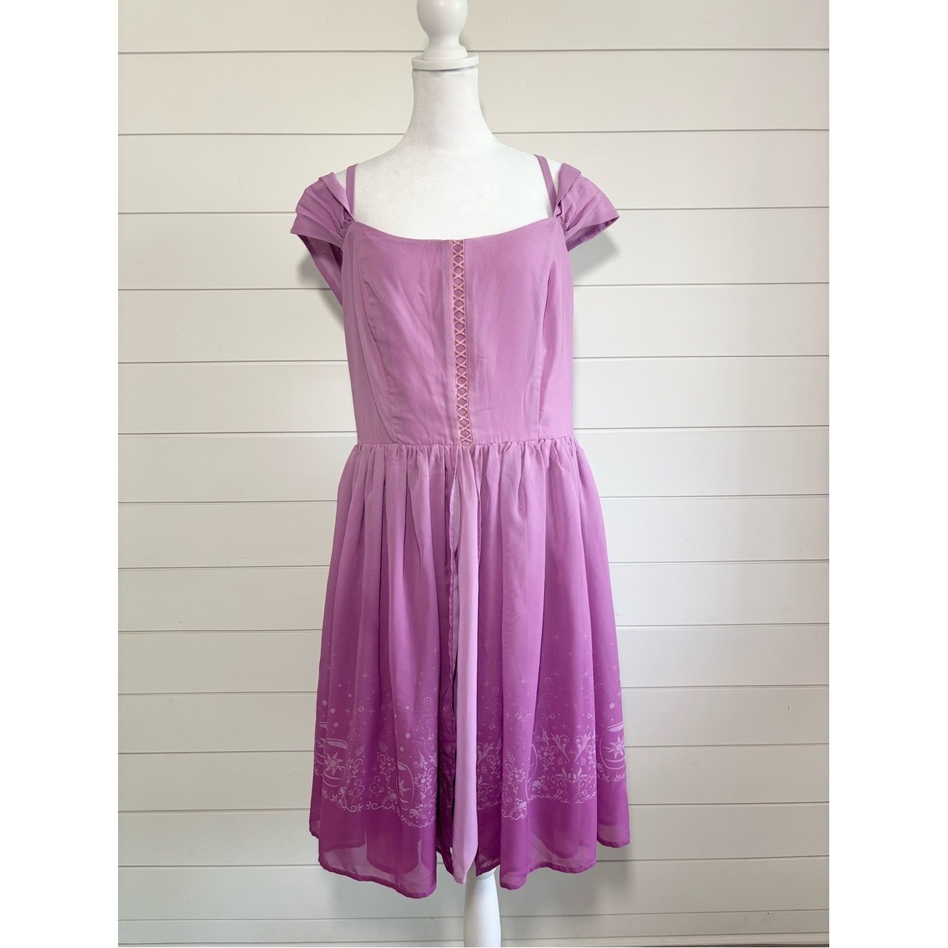 Her Universe Disney Tangled Rapunzel Princess Cold Shoulder Dress Size XL