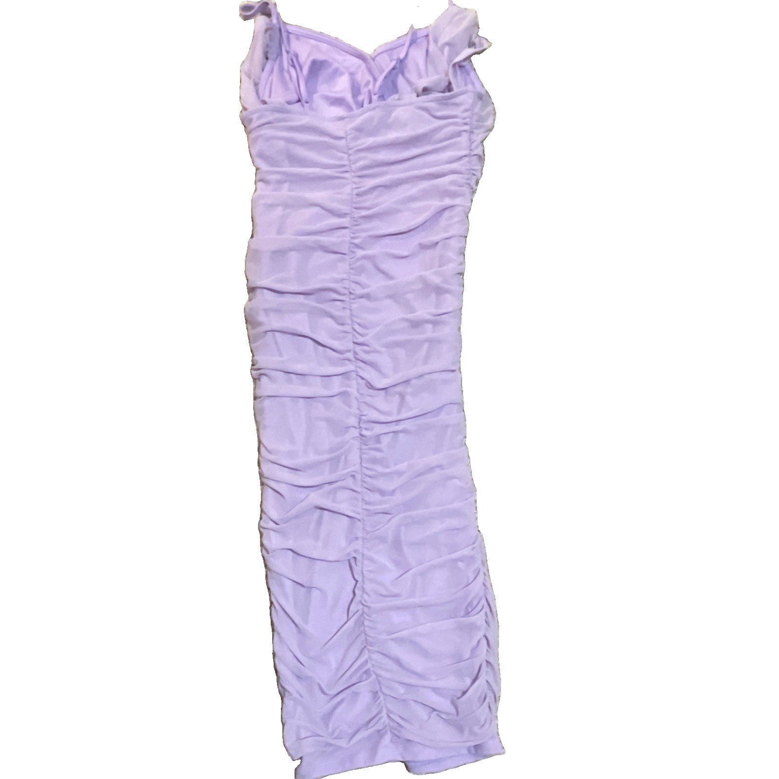 Womens Purple Ruched Spaghetti Strap Maxi Bodycon Dress Sleeveless S
