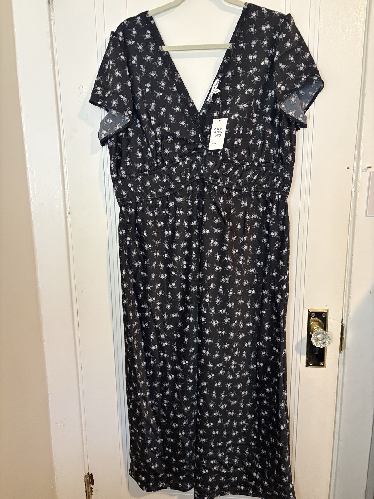 And Now This Trendy Plus Size Lace-Trim Satin Floral Midi Dress Size 2X
