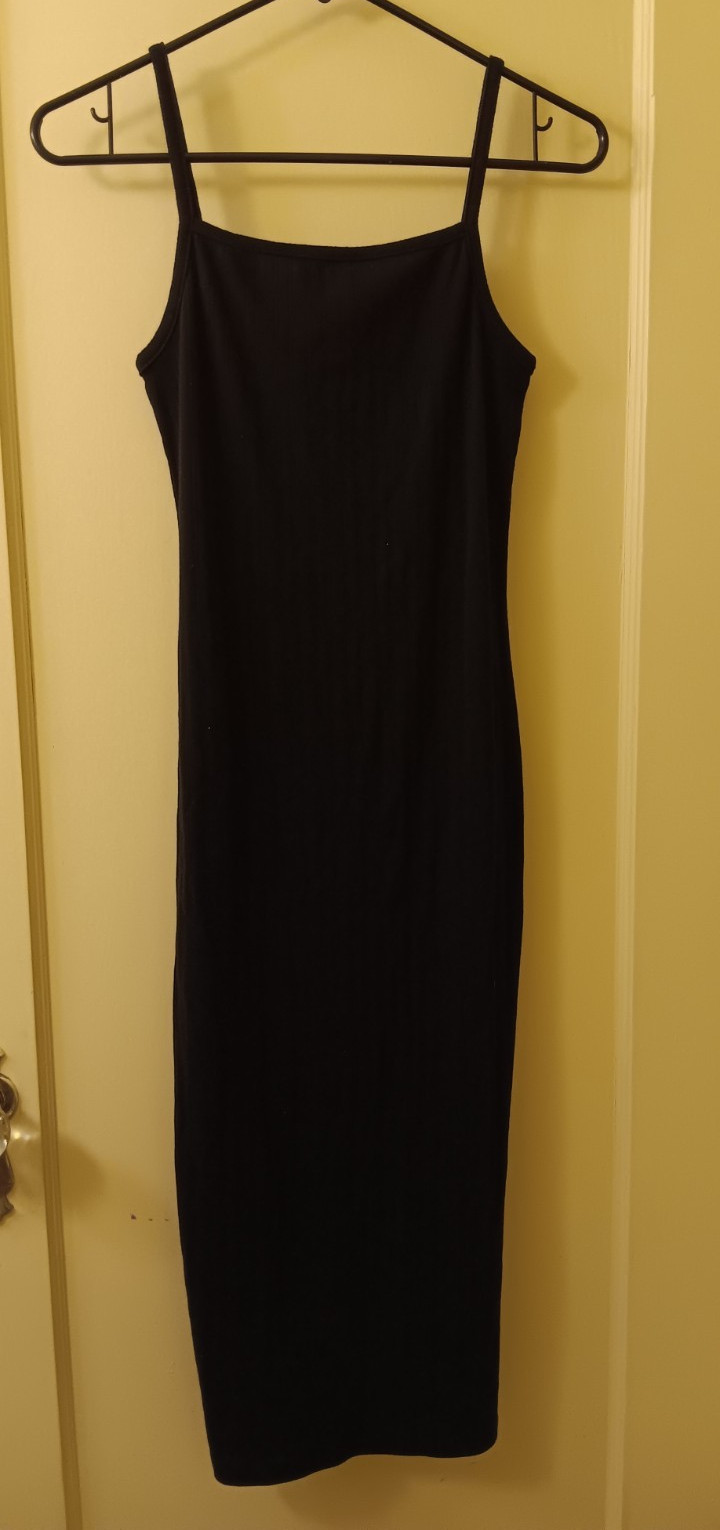 Wild Fable Black Ribbed Knit Bodycon Midi Dress Stretch S