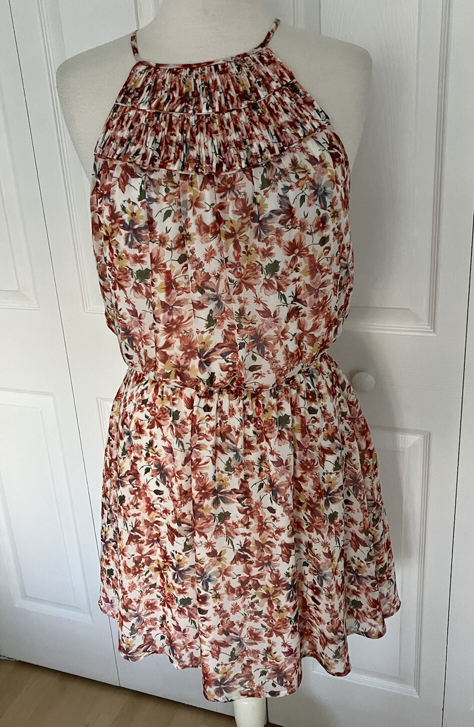 JOIE Reinelde NWOT Floral 100% Silk Mini Blouson Dress S