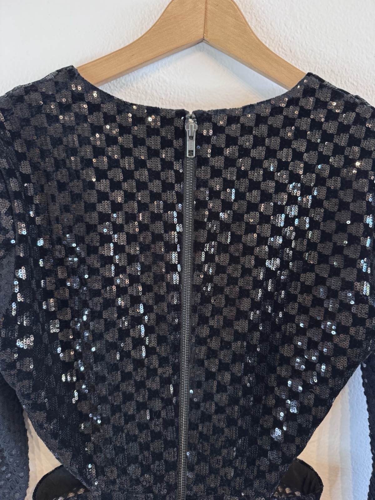 Michael Costello X Revolve Elise Mini Dress Black Sequin Cut Out Medium NWT