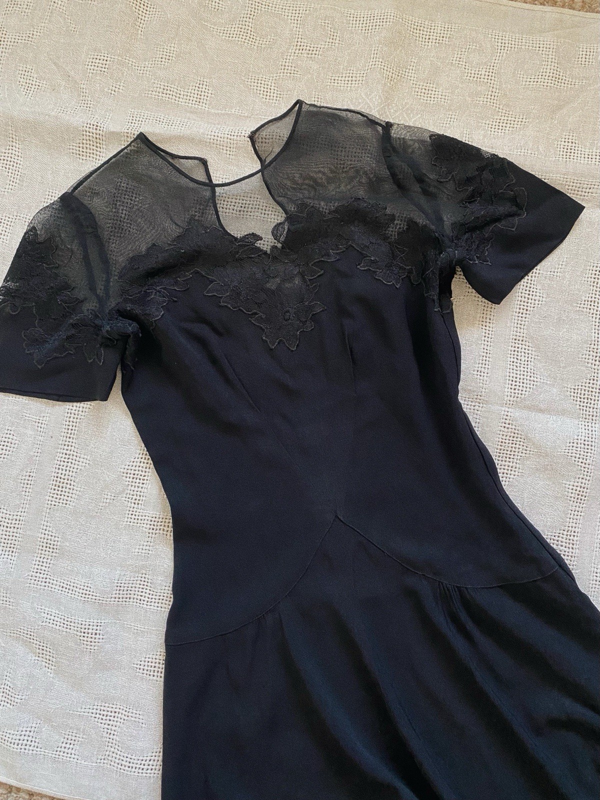 1940s black rayon dress size xs