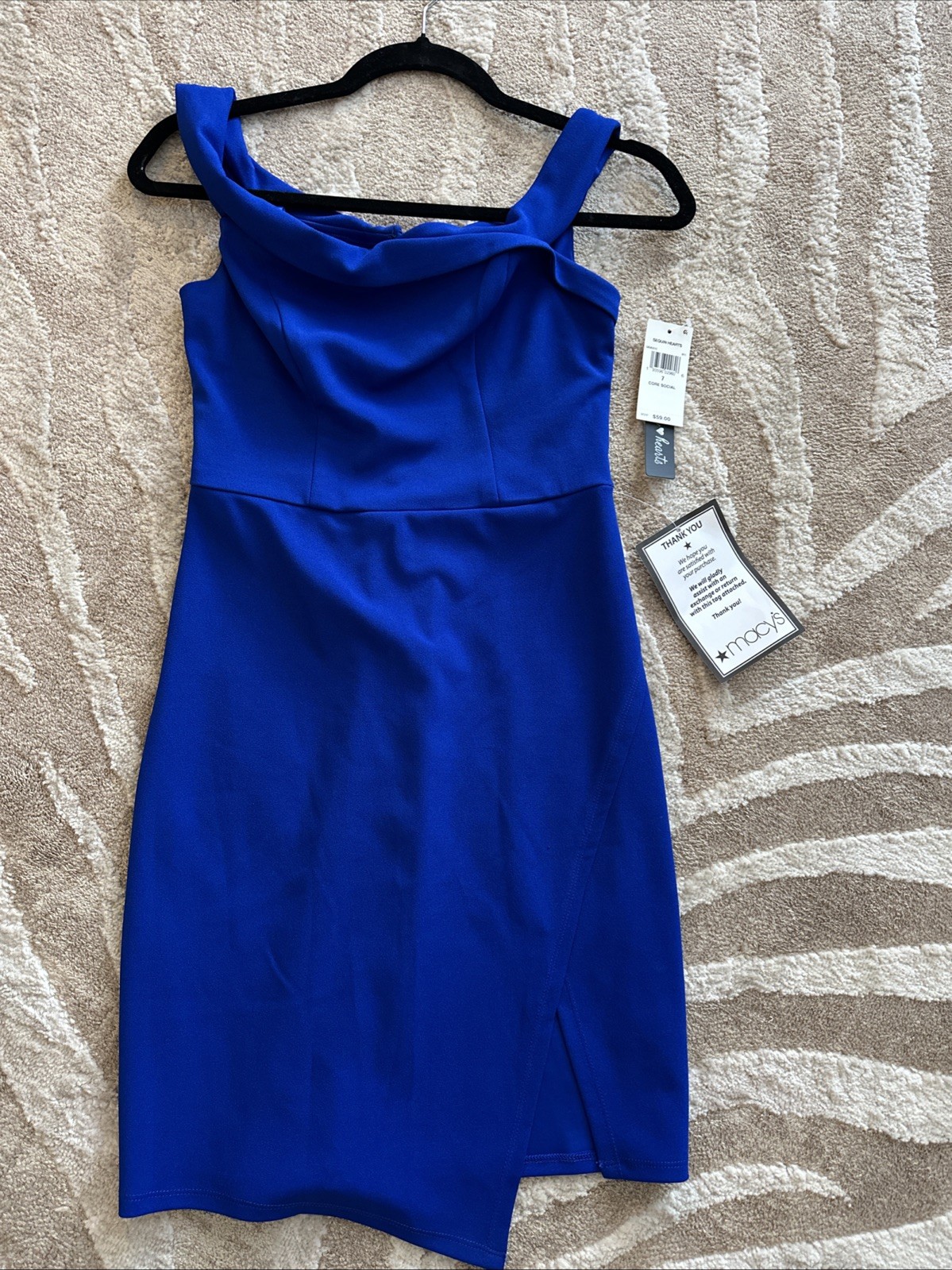 New With Tags Macys Sequin Hearts Brand Junior Size 7 Stunning Blue Cocktail Dre