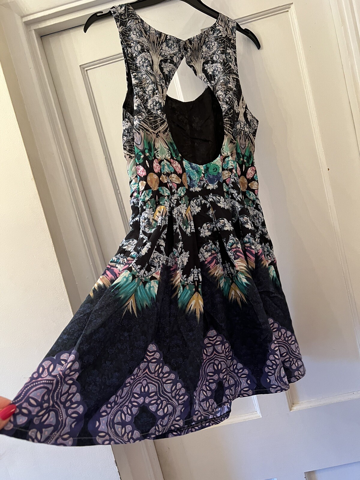 New Ginger Fizz Multicoloured Open Back Sleeveless Dress,UK 10