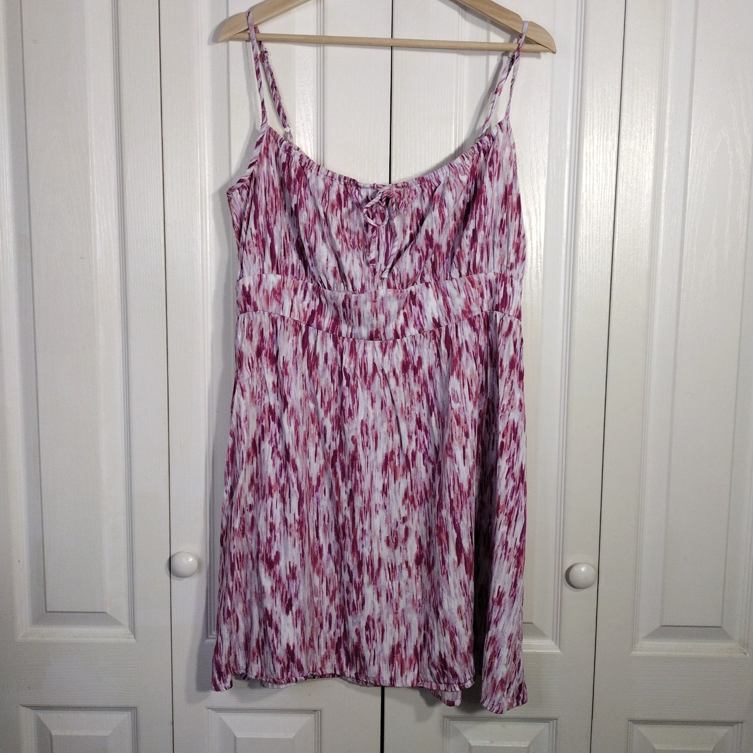 Banana Republic Womens Dress Sz XL Pink Adj. Straps Stretch Flowy Beach Keyhole