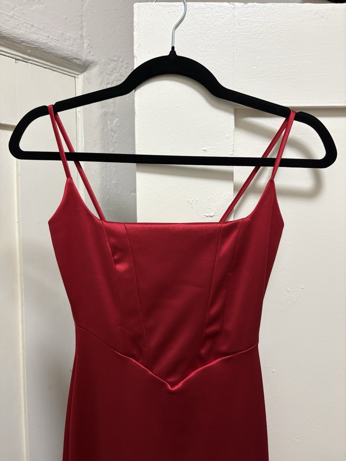 Windsor Women’s XS Red Solid Square Neck Strappy Sleeveless Maxi Dress