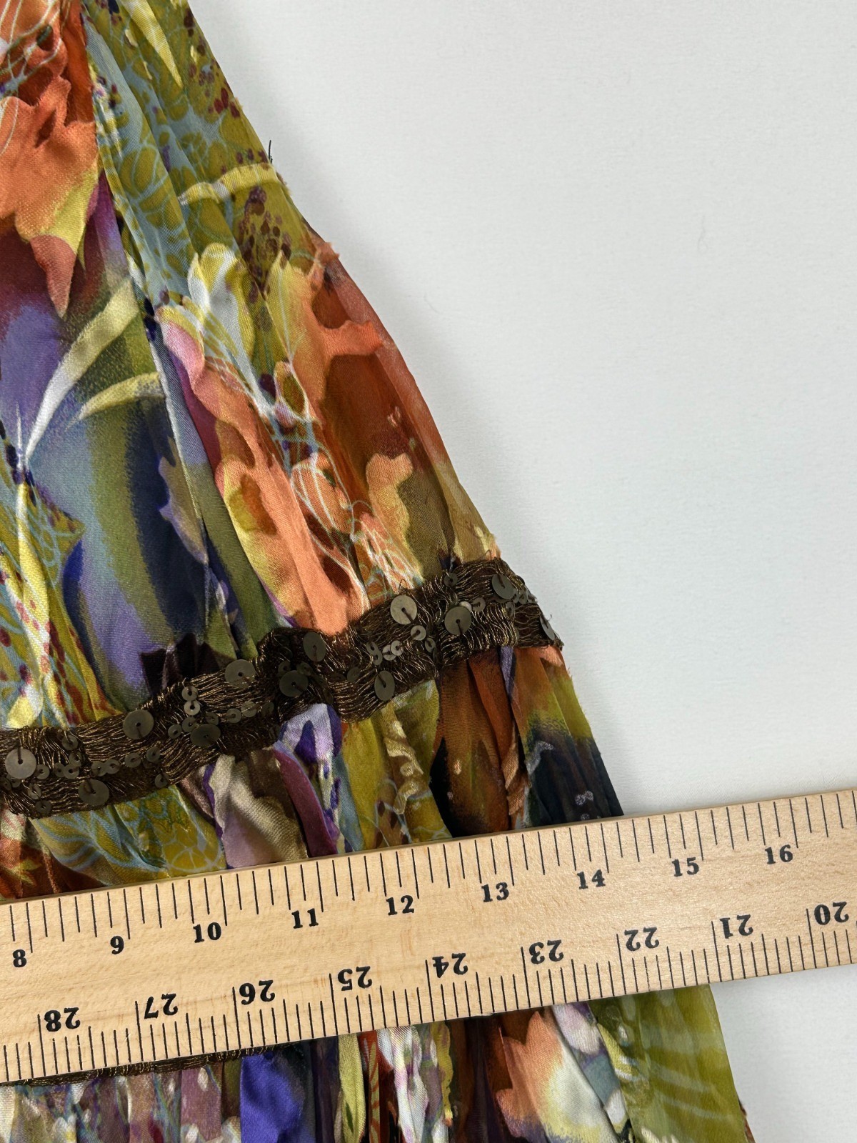 Vintage Cassandra Stone Size12 Inspired Halter Dress Midi Multicolor Silk Blend