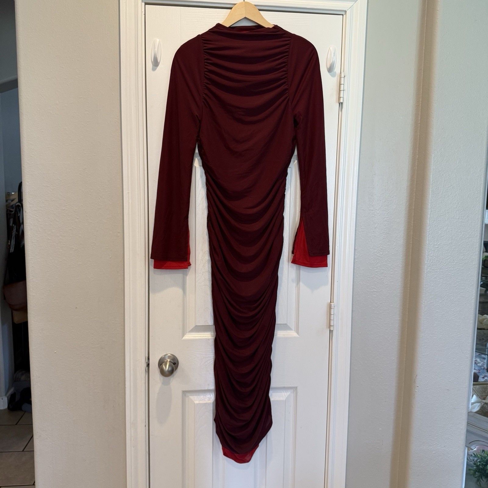 Simon Miller MESH Azora Mesh Midi Dress Burgundy Bodycon Women’s Size Medium NWT