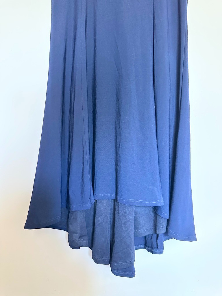 Xscape Beaded Ruffle Trumpet Hem Gown Navy Blue Mother of Bride Plunge Women’s 6