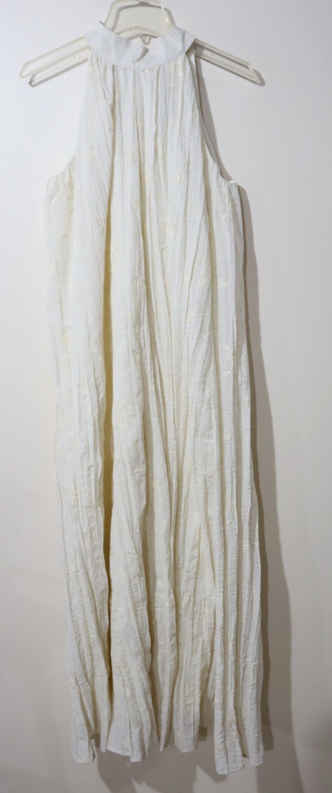 MANGO MNG Womens TRISH-A Pleated Halter Neck Tie Maxi Dress in Ivory size M/US 6