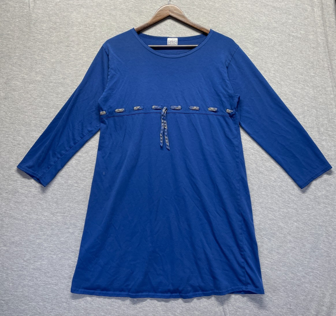 Arizona Jean Company Mini Dress Womens Medium Blue 3/4 Sleeve Drawstring Waist