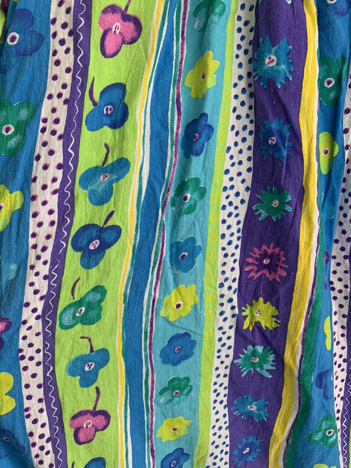S 2 Two Potato Purple Blue Flower Stripe Casual House Dress Lounge Vintage Small