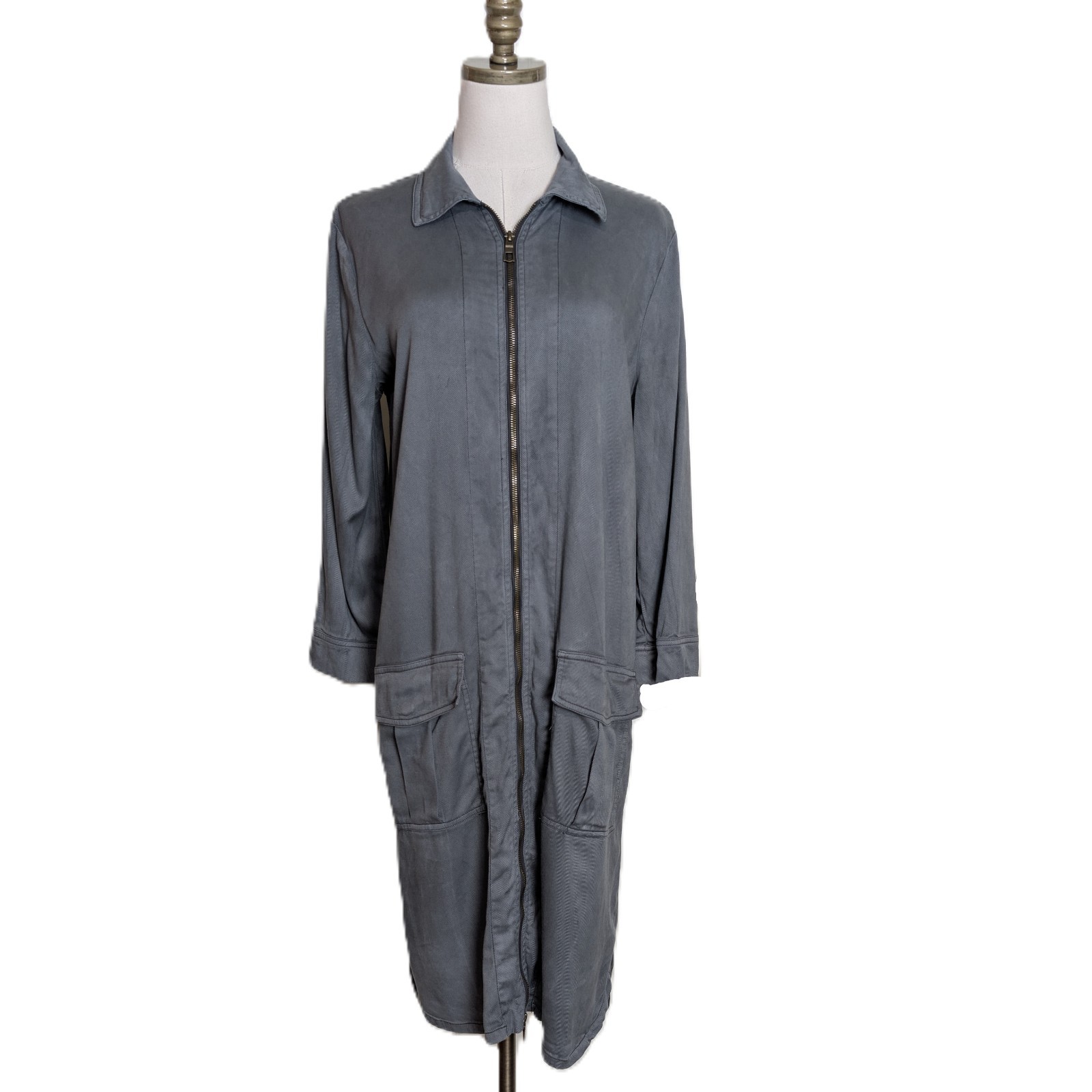 XCVI Versatile Hybrid Utility Jacket Dress Sz S Dark Gray Full Zip Cargo Pockets