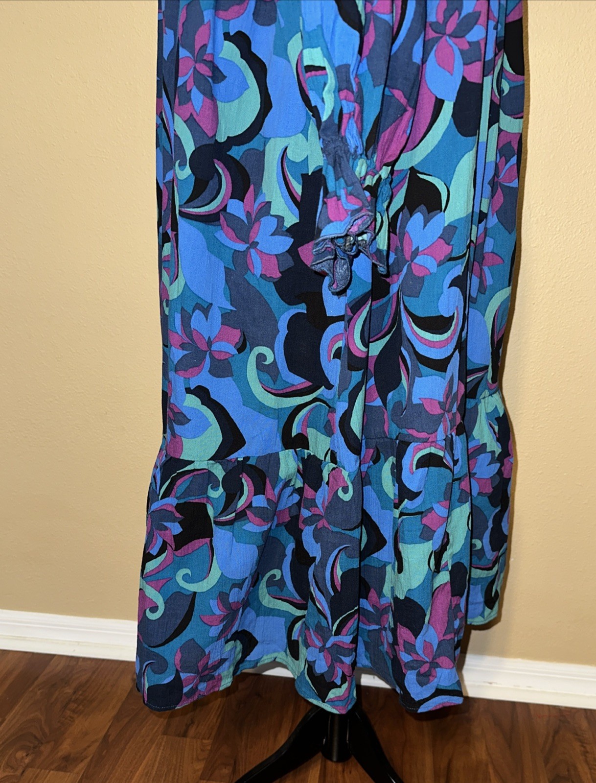 Terra & Sky Women’s Plus Size Pleated Tiered Dres 3X Long Sleeve Multicolor NWT
