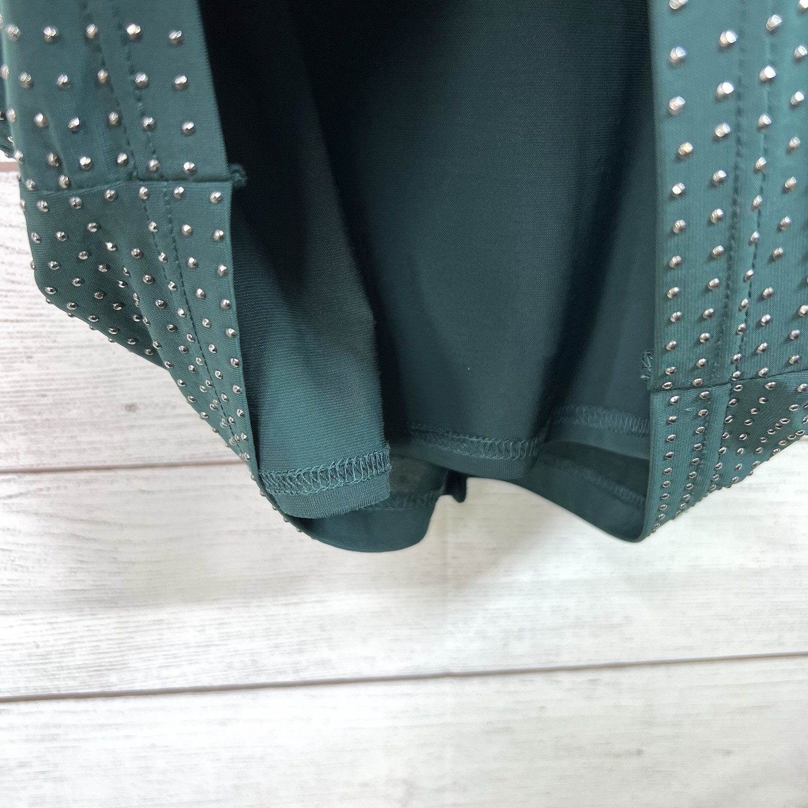 Bebe Green Studded Rhinestone Bodycon Short Mini Dress Size S Festive Y2K