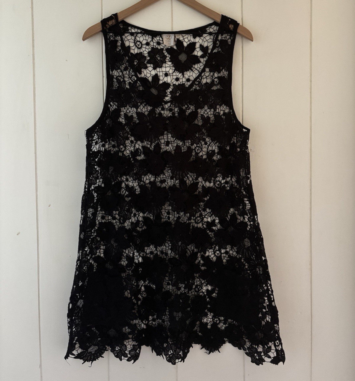 Black Floral Lace Sheer Sleeveless Minidress One Size
