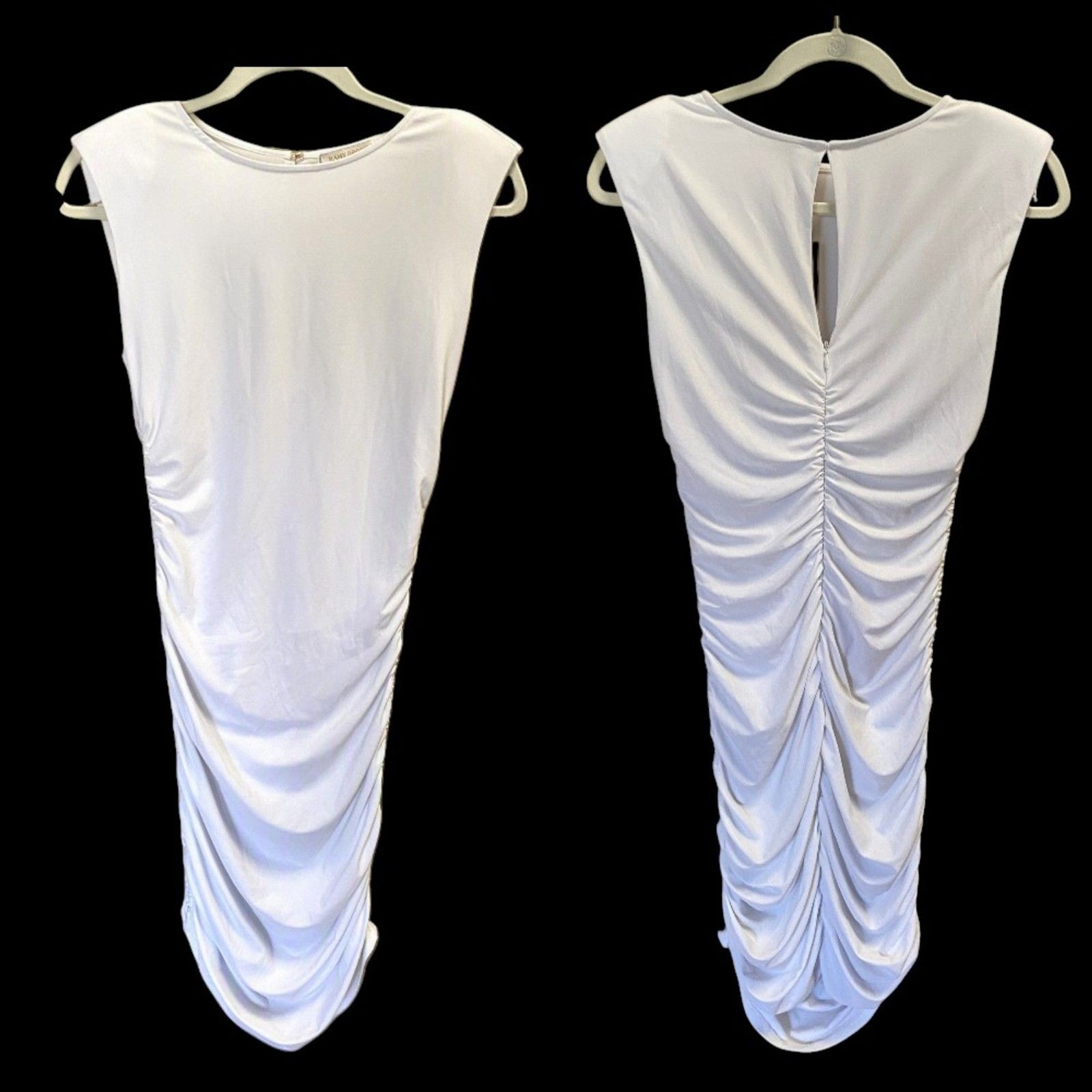 NWT Ramy Brook Darinda Ruched Bodycon Ivory Sleeveless Mini Dress, Size Small
