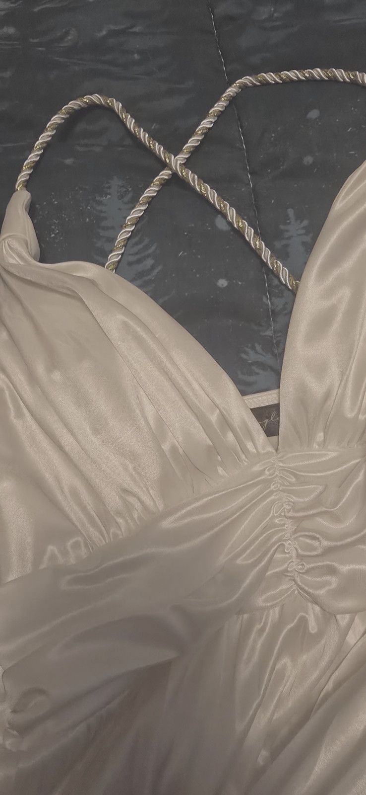 Y2K City Triangles White Satin Dress with Twisted Straps