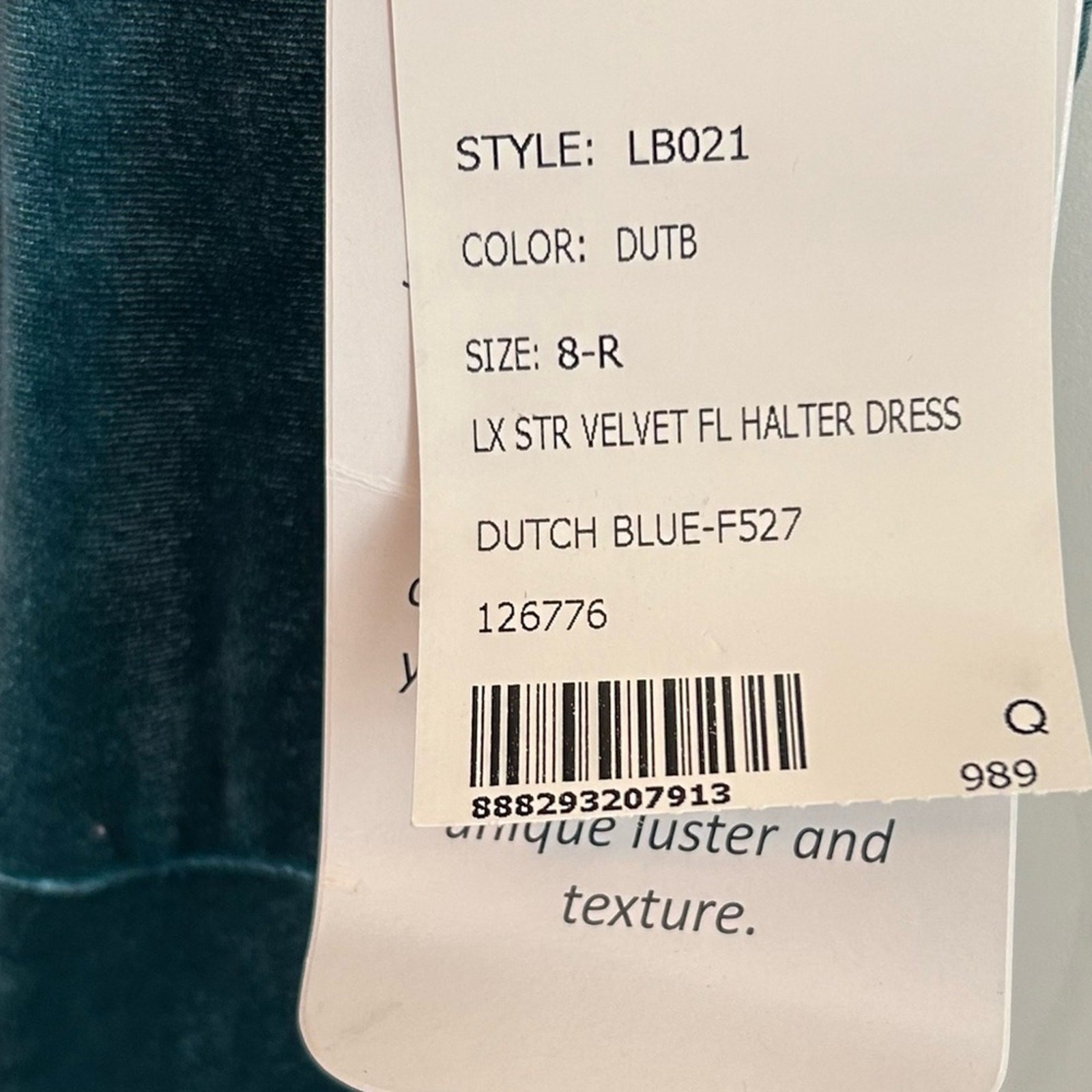 LOVELY Velvet Halter Maxi Gown with Slit in Dutch Blue Size 8