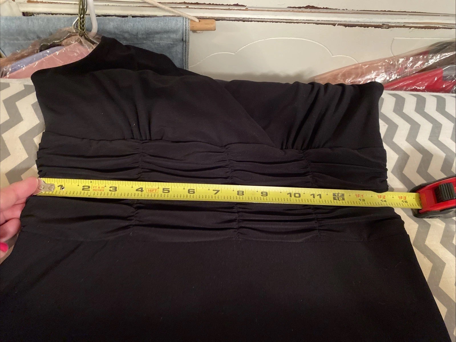 Dani Max Wom Estim M Sexy Black Assymetric Handkerchief Dress Plunging V-Neck