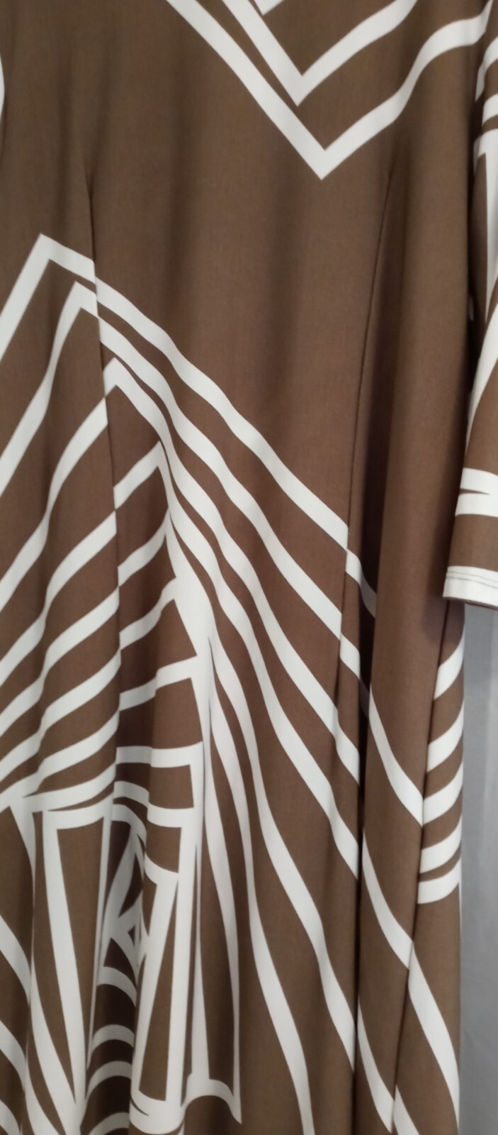 Maria Gabrielle Classic A Line Dress Taupe And White 2XL