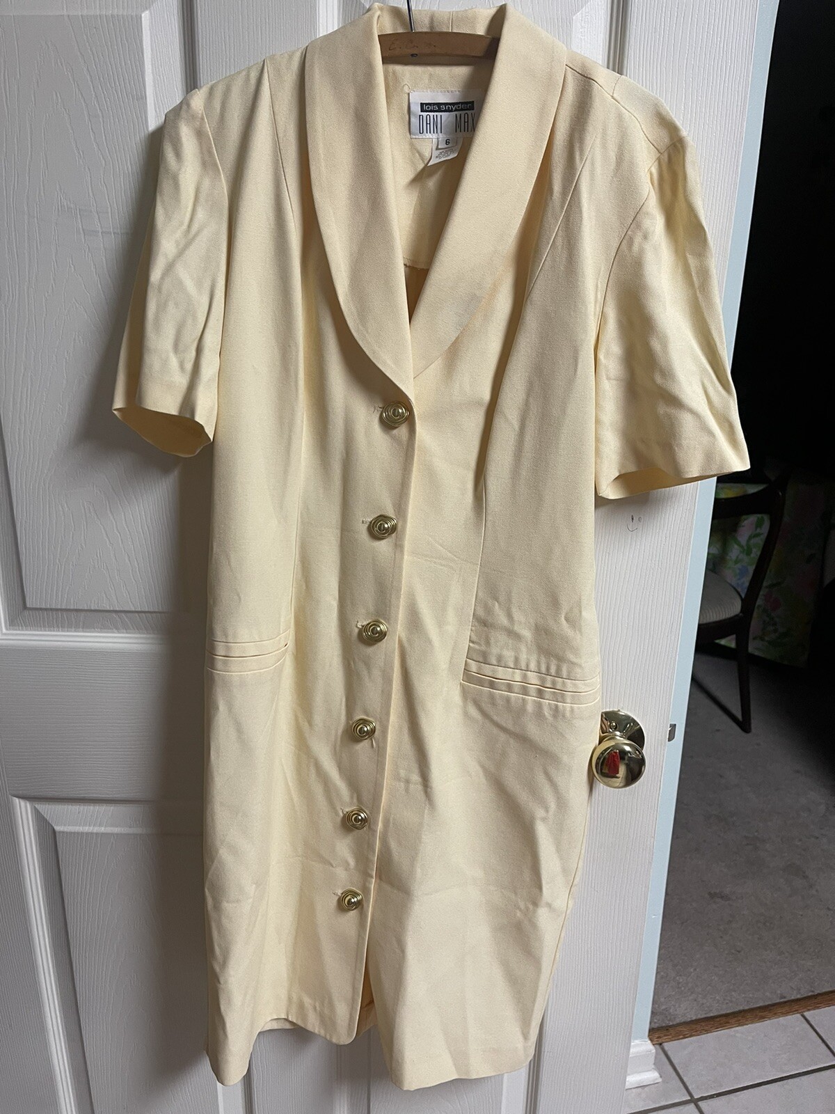 VNT Dani Max Yellow Blazer dress 80s 90s career boss lady gold buttons Med 8