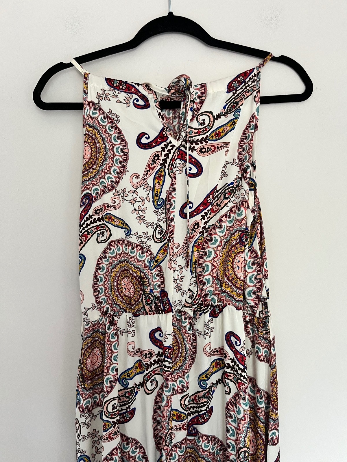 Apricot Cream Paisley Halterneck Smock Maxi Dress – Size 14