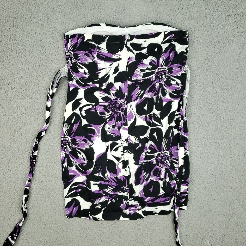 Snap Mini Dress Womens Size 13 Black Purple Lined Cotton Tie Waist Sweetheart