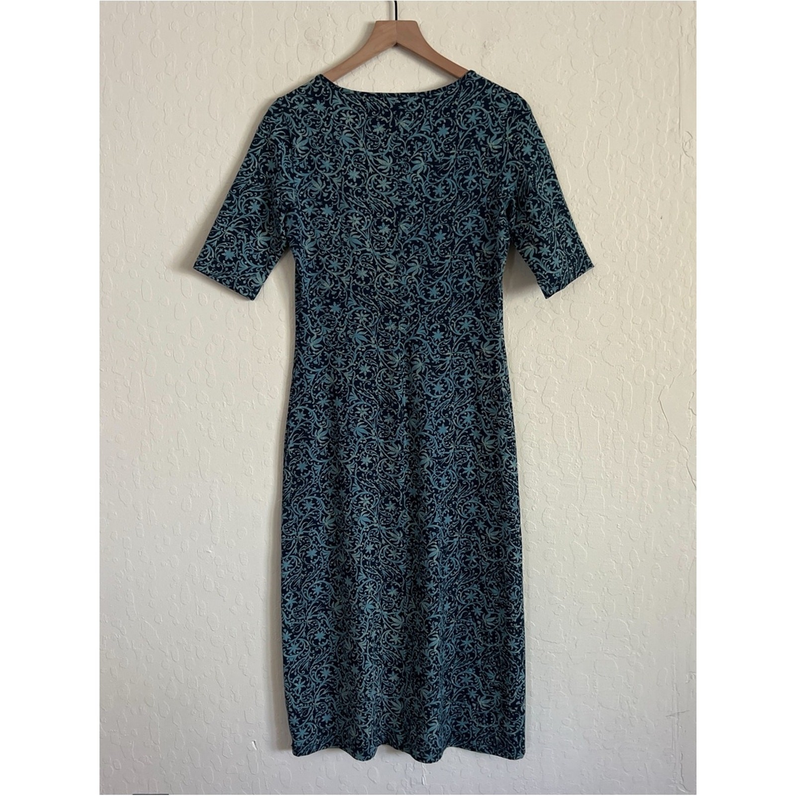 Peruvian Connection Byzantine Cotton Jersey Scoop Neck Midi Dress Small Floral