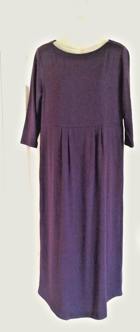 J. Jill Knit Maxi Dress PM MP Purple Plum Elbow Sleeve Curved Hem Pullover
