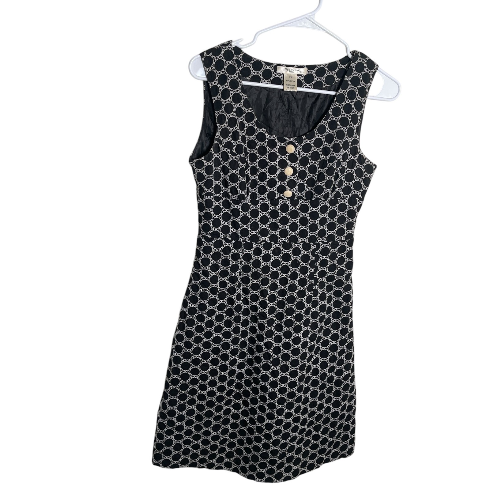 Vertigo Paris Dress Women’s XS Embroidered Printed Sheath Textured Y2k