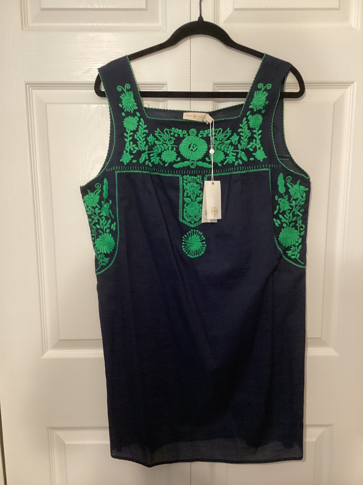 XL Tory Burch Dress Embroidered Chambray Amira $250 NWT
