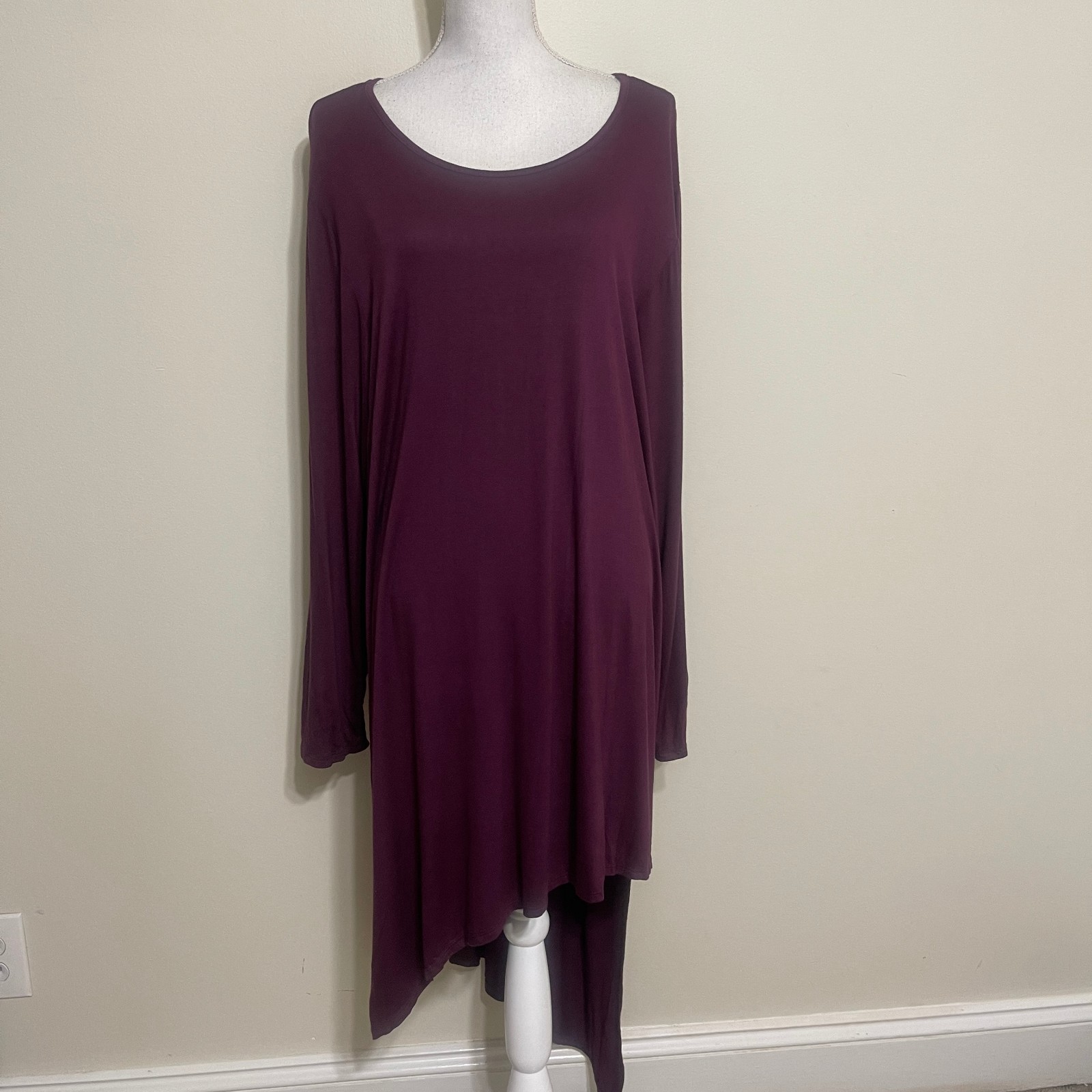 24 Seven Women’s Plum Comfort Apparel Fit back Extra Hang Dress Size 3X