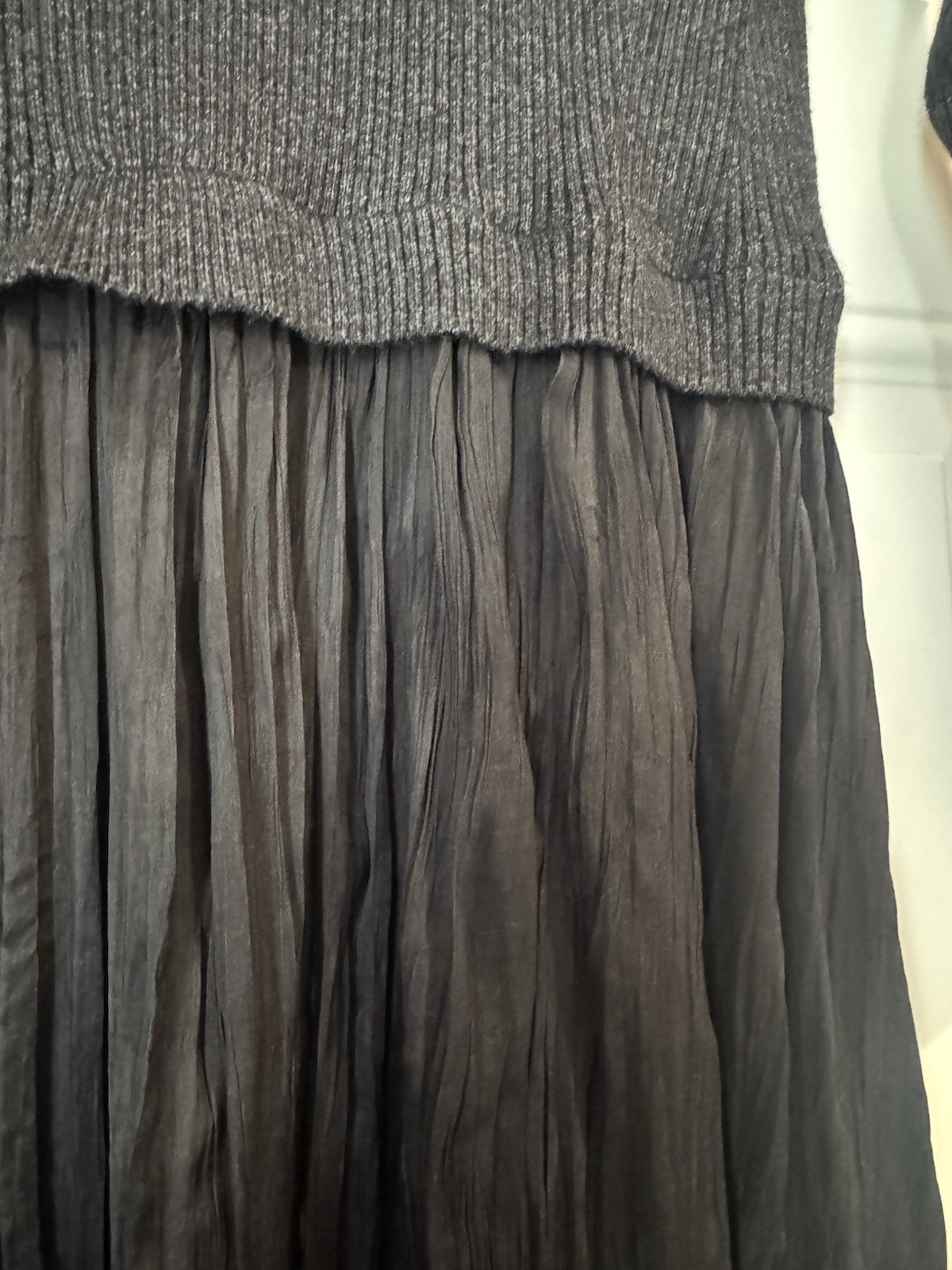 Miou Muse Elegant Black Gray Mixed Media Maxi Dress Size Small Classic NWT