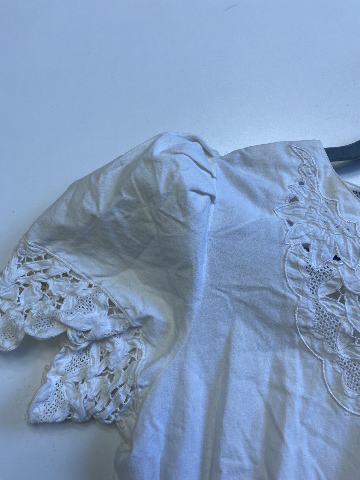 Nancy Johnson M (10) 100% Cotton Battenberg Dropped Waist Dress White