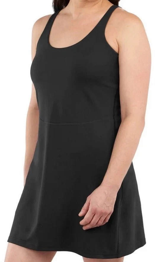 NWT Elle Sport Women’s M Black Athletic Dress With Built-In Shorts J1948
