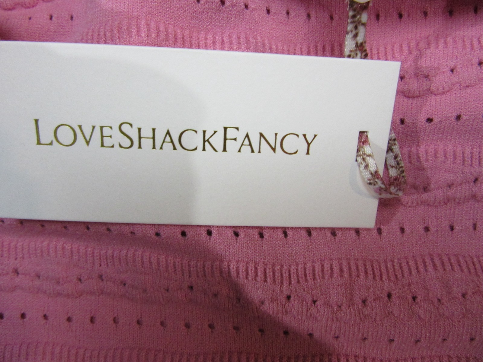 LoveShackFancy Dress Womens Medium Pink Sunset Maryanne Knit Mini Square Neck
