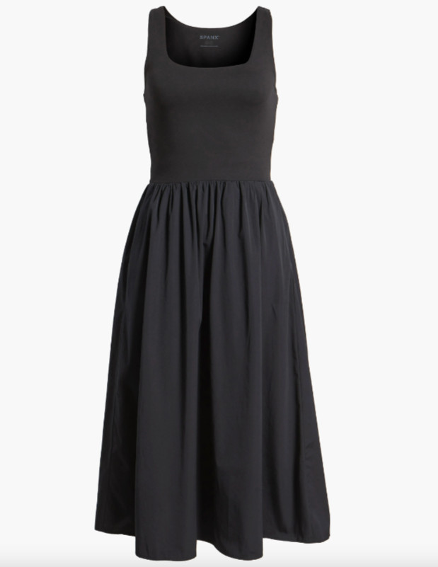 NEW, SPANXsmooth™ Jersey Mixed Media Midi Dress in Black Size 1X #MD805
